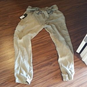 Marciano by Guess Silk Cargo Pants Sage NWT L